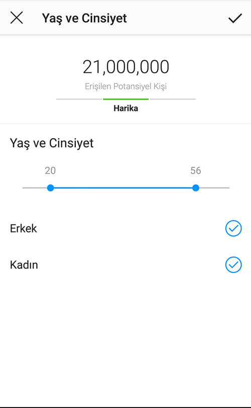 İnstagram Tanıtım Yaş Cinsiyet Seçimi