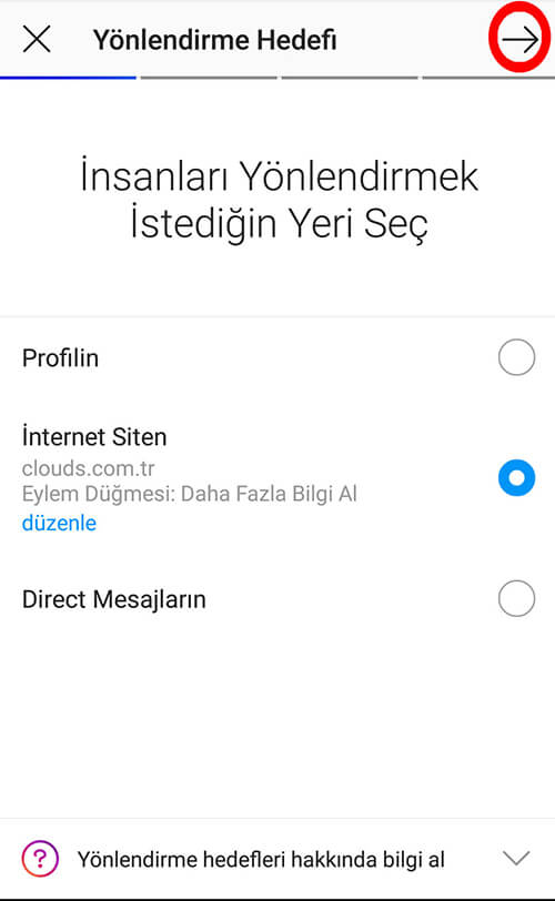 İnstagram Tanıtım Yönlendirme Yeri Seçme