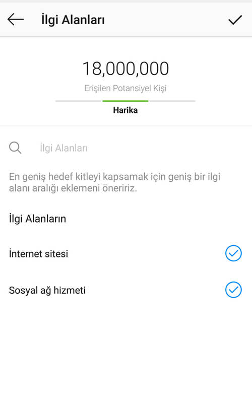 İnstagram Tanıtım İlgi Alanları Ekleme