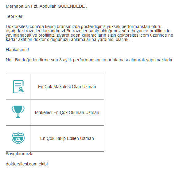doktorsitesi.com dan En çok Takip Edilen Uzman Ödülü