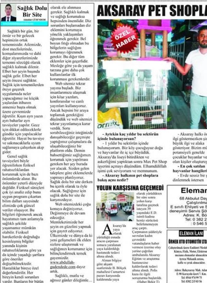 Yenigün Gazetesinde Haftalik Köşe Yazımız 25Eylül