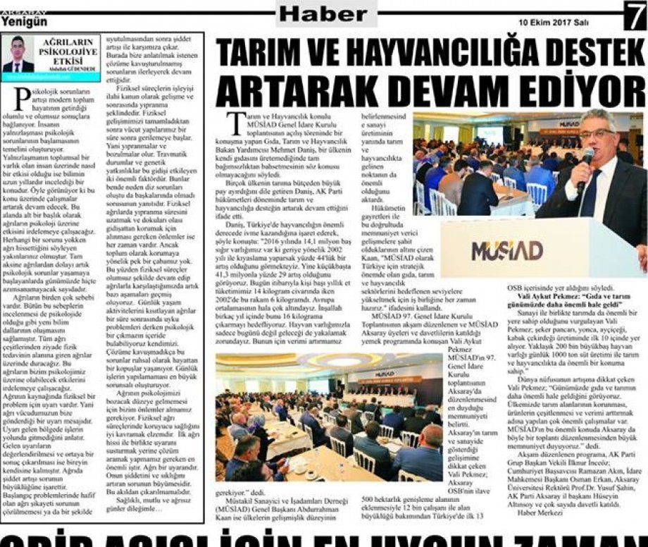 YENİGÜN GAZETESİNDE HAFTALIK KÖŞE YAZIMIZ