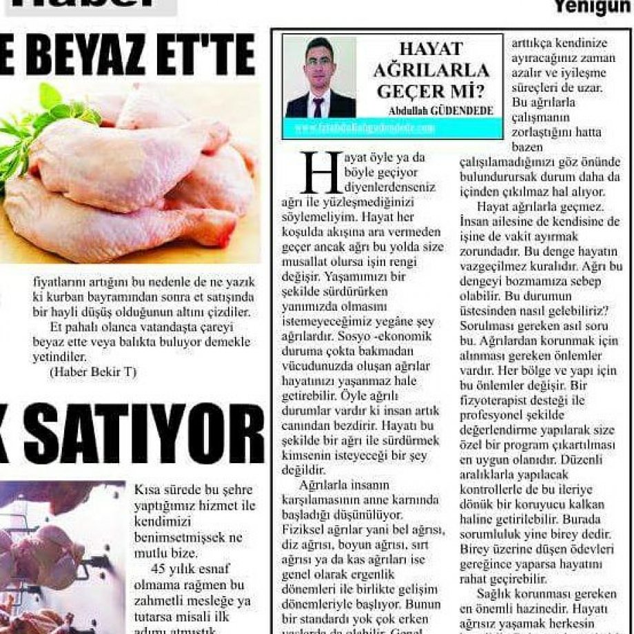 YENİGÜN GAZETESİNDE HAFTALIK KÖŞE YAZIMIZ