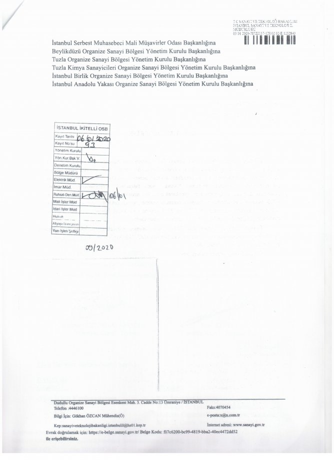 16.01.2020 YILLIK İŞLETME CETVELİ HK. 