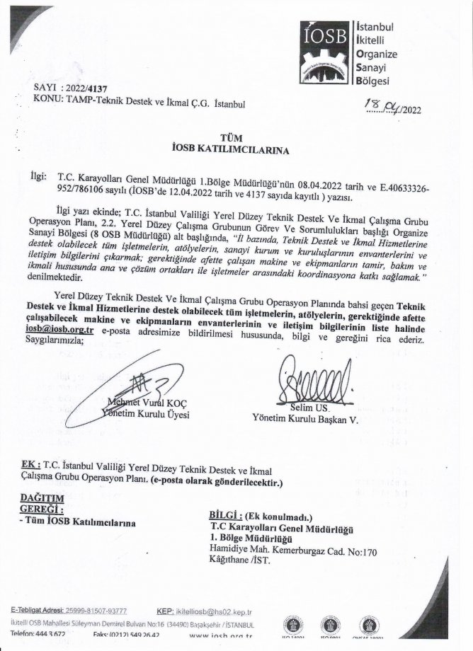 TAMP-TEKNİK DESTEK VE İKMAL Ç.G. İSTANBUL