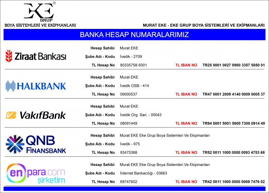 Banka Bilgilerimiz