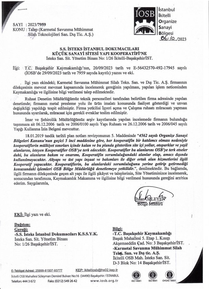 SİTE İÇİ YOLLAR, OTOPARKLAR VE YEŞİL ALANLARIN KULLANIMI HK.